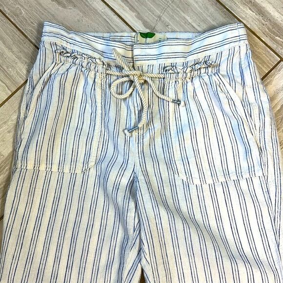 Anthropologie White and Blue Light Weight Cotton Pants with Nautical Stripes - Picture 2 of 8